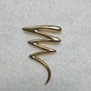 Gold 1980s Modernist Vintage Zigzag Brooch